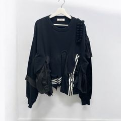 スウェット トレーナー ドッキング メッシュ レディース ブラック 黒 リメイク remake 再構築 久喜倉庫店 HK0016