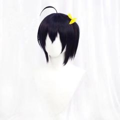 新品未使用 COSプレイ用 紫黒ショートウィッグ 呆毛デザイン 高品質 耐熱性 2024年新作 アニメキャラクター対応 ハロウィン 仮装 イベント用 撮影会 推し活 プレゼントにも最適