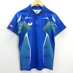 G■バタフライ/ButterFly 卓球ウェア/半袖ドライポロシャツ【M】青/MENS/86【中古】■