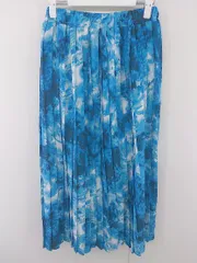 ◇ JEANASIS ジーナシス 総柄 ウエストゴム ロング プリーツ スカート サイズF ブルー系 マルチ レディース E  【1304120007291】
