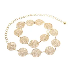 【在庫セール】レディース レトロ透かし彫り金属リング チェーンベルト ウエストチェーン シルバー ゴールド ファッション 腰部飾り 調節可能なバックル ドレスベルト LumiSyne 花嫁リボン ボディチェーン