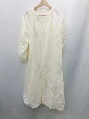 ◇ ⊇ Samansa Mos2 blue ウエスト紐付き 長袖 ロング丈 ワンピース サイズF オフホワイト系 レディース E  【1502060007122】