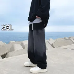 [2XL ]メンズ ファッション 服 男性用 オシャレ シンプル 大人 かっこいい 大きいサイズ ストリート 紳士服 レトロ ダメージ 加工 ストレッチ スト ワイド レッグ ジーンズ ストレート パンツ クリーン フィットパンツ