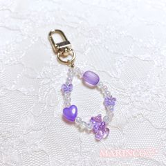 紫 ビーズ くま グミ ハリボー Gummyキーリング／パープル(NO1069)
