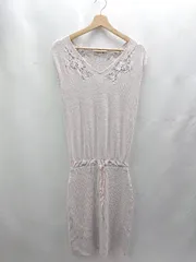 ◇ Θ Apuweiser riche リブニット 花柄刺<!-利用不可文字-!> ノースリーブ ひざ下丈 ワンピース サイズ1 ピンク系 レディース E  【1503060049761】のサムネイル
