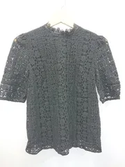 ◇ Θ　Φ PROPORTION BODY DRESSING レース　コットン 半袖 ブラウス カットソー サイズM ブラック レディース P  【1408200022836】