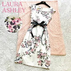 美品 LAURA ASHLEY ローラアシュレイワンピース ボタニカル柄  花柄 総柄 バード柄 お出かけ　パーティー イベント UK12 L