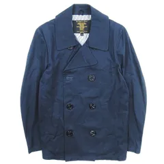 フィデリティ × ユナイテッドアローズ FIDELITY × UNITED ARROWS USA製 コットンツイル Pコート ピーコート ジャケット ストライプ柄 背抜き 上着 アウター サイズM ネイビー メンズ /♪9のサムネイル