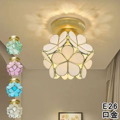 【2年保証】シーリングライト ガラス フラワーデザイン おしゃれ かわいい LED対応 E26 北欧 自然風 インテリア照明 間接照明 内玄関 廊下 階段 洗面所 クローゼット 寝室 LED電球付