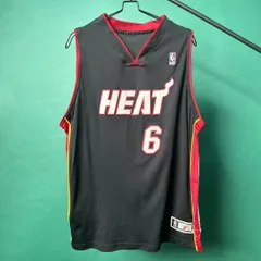 【NBA・NIKE】HEAT No.6 JAMES ゲームシャツ タンクトップ（ボディ：ブラック）レッド/ホワイト/イエローライン_