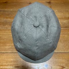 ハンドメイド　縦長キャスケット　カーキ色のリネン　春夏　サイズオーダー　メンズ　レディース　ココナッツ
