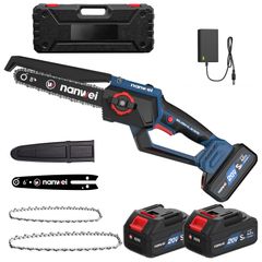 NANWEI チェーンソー充電式 8インチ マキタ18Vバッテリー対応 工具レス調整 電動チェーンソー ブラシレスモーター 電動のこぎり 6インチ小型チェーンソー 4.0Ahバッテリー2個付き 軽量 伐採・枝払い・枝打ち・薪作り・庭木の剪定