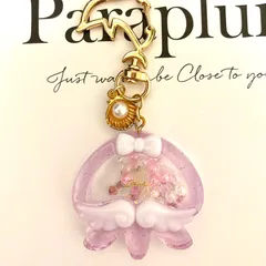 シャカシャカレジンキーホルダー　クラゲキーホルダーピンク