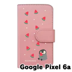 【新品未使用】Google Pixel 6a ピクセル6a スマホケース 手帳型 (色：ピンク×柄：ペンギンとスイカ)moimoikka ペンギン 動物 flip2-pixel6a-pk-20139