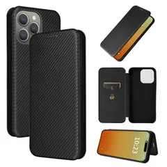 【 新品 未開封 】   ROYALMONSTER iPhone 15 Pro Max カーボンファイバー手帳型ケース BK RM-5375PM-BK 未使用 送料無料