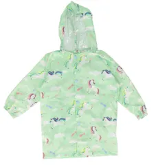 ☆ ライトグリーン×ユニコーン ☆ S(90-100cm) ☆ sy7005 キッズレインコート レインコート キッズ ランドセル対応 男の子 女の子 レインポンチョ おしゃれ レインウェア 合羽 カッパ 小学校 小学生 通園 通学 幼稚園 保育園