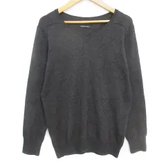 ナノユニバース nano universe FRAMMENTO CUORE ニット カットソー 長袖 Vネック ウール混 M グレー 黒 ブラック /FF43