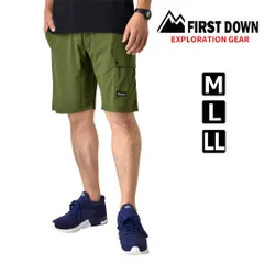 FIRST DOWN EX 《54オリーブ》 新品 未使用 ファーストダウン ハーフパンツ メンズ 接触冷感 吸水速乾 UV対策 ストレッチ 水陸両用 【A6D】【メール便2】 ファッション