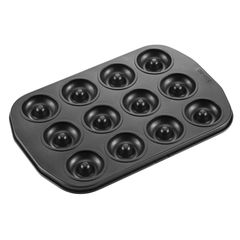 【在庫処分】ドーナツ・マドレーヌ型１２ケ取 カップケーキ CHEFMADE ブラウニー・クッキー・ 粘りにくいケーキ型 黒 29.2*19.7*1.2cm カップ：4.9cm