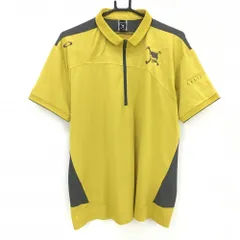 【超美品】オークリー 半袖ポロシャツ マスタードイエロー×グレー サイド・袖下メッシュ メンズ XL ゴルフウェア Oakley