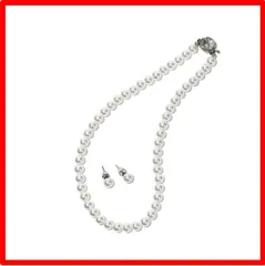 【送料無料 】 ネックレスサイズ42cm_ホワイトパールピアスセット [CRANES COLLECTION] 日本製 天然 高級 真珠 貝パール 8mm珠 ネッ