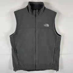 古着 ザ・ノースフェイス THE NORTH FACE フリースベスト フルジップ ワンポイントロゴ刺繍 アウトドア M  ダークグレー メンズ