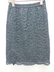 ◇ earth music&ecology レース 花柄 膝下丈 タイト スカート サイズM ネイビー レディース P  【1406240041947】