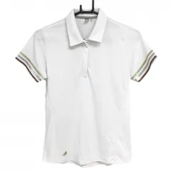 ★値下げ★アディダス 半袖ポロシャツ 白×ゴールド 袖ライン レディース L/G ゴルフウェア adidas