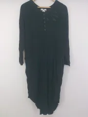 ◇ antiqua アンティカ ワッフル ハーフボタン 長袖 ワンピース ブラック レディース E  【1304200045434】のサムネイル