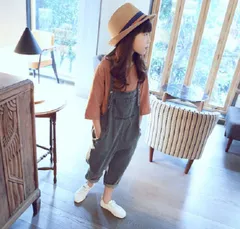 ゆるデニムサロペット ブラック オーバーオール 100-160  韓国子供服