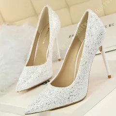 ブライダルシューズ ラインストーン キラキラ パンプス 痛くない 結婚式 レディース ポインテッドトゥ サイドカット シューズ ウェディングシューズ