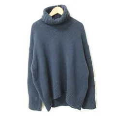 美品 GALERIE VIE ギャルリーヴィー ファインウール タートルネック 長袖 オーバーサイズ ニット セーター サイズS ネイビー レディース 古着 中古 USED