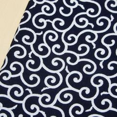 約110×50cm　和柄 唐草 からくさ シーチング生地 35064-3B ネイビー　生地 布地 布 ハンドメイド
