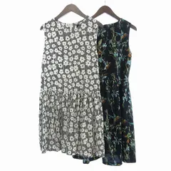 キムズブティック KIM'S BOUTIQUE 美品 2点 セット まとめ ワンピース フレア ノースリーブ 花柄 総柄 紺 白