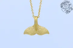 ペンダントトップ　ホエールテール　クジラの尾　イエローゴールド　サージカルステンレス　アレルギー対応　金属アレルギー　ハワイアンジュエリー　ハワジュ　アクセサリー　ネックレス　チェーン別売り　スクロール模様　高級感　レディース　メンズ　お揃い　10,000円