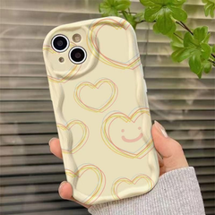 ハッピーイエロー ニコちゃん ハート かわいい ガーリー レンズ保護 スマホケース 携帯ケース iPhoneX/XS iPhoneXR iPhoneXSMAX iphone11/1