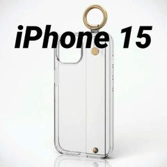 iPhone 15 用 ハンドバンド付 ハイブリッドケース クリア
