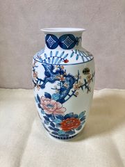 2345 手画青花双耳海水纏枝蓮双龍紋瓶 景徳鎮 陶磁器 美術品 置物