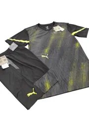 プーマ◆メンズ グラフィック 半袖 Tシャツ＆ハーフパンツ 上下セット サッカー ブラック