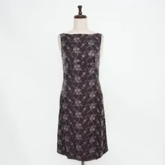 美品 ANAYI アナイ 総刺繍 花柄ノースリーブワンピース パーティードレス オケージョン ラメ 膝丈 レディース ブラウン 茶色 サイズS