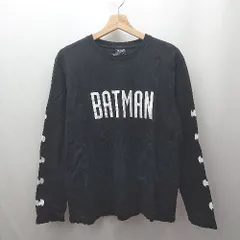◇ GU ジーユー クルーネック　春物　バットマン　クール 長袖 Tシャツ サイズL ブラック系 メンズ E  【1506300028083】