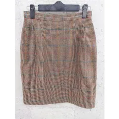 ◇ NEWYORKER ニューヨーカー チェック 膝丈 タイト スカート ブラウン マルチ *  【1002796958014】