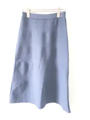 ◇ ⊂ 未使用 サマンサモスモス ブルー スポンジニット ロング丈 フレア スカート サイズフリー ネイビー レディース E  【1507230015860】