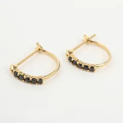 K18　18金　イエローゴールド　ブラックダイヤピアス