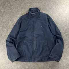 TOMMY HILFIGER Blouson Harrington Jacket トミーヒルフィガー ブルゾン ハリントンジャケット フルジップ ハイネック ブルゾン ロゴ刺繍 裏チェック柄 ネイビー フェード メンズ L