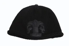 CHROME HEARTS クロムハーツ BSフレア レザーパッチ カシミヤ ニットキャップ ビーニー フレアボール ブラック サイズOS 美品 中古 4b002358のサムネイル