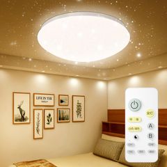 ICHIYO  星空効果LEDシーリングライト 6畳 24w 2800lm リモコン付き 調光調色 常夜灯 明るさメモリ15分/30分/60分スリープタイム 省エネ  長寿命 天井照明器具 和室/洋室/居間/寝室/洗面所/台所/廊下 PSE認証済み