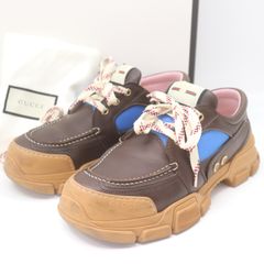 ITA2PNMX8RM1 GUCCI グッチ BOATREK レザー×ファブリック スニーカー 576048 ローカット シューズ 靴 ブラウン ブルー 厚底 メンズ サイズ7