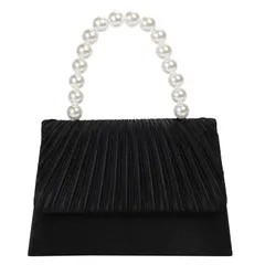 [ハルジオ] パーティーバッグ 結婚式 バッグ ショルダーバッグ ハンドバッグ パール チェーン お呼ばれ 小さめ フォーマル ドレス 和装 袴 浴衣 シルバー ゴールド ブラック 披露宴 成人式 卒業式 パーティー バック 人気 (ブラック) [ブラック]