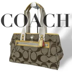 良品 4929 COACH コーチ ハンドバッグ キャンバス ベージュ